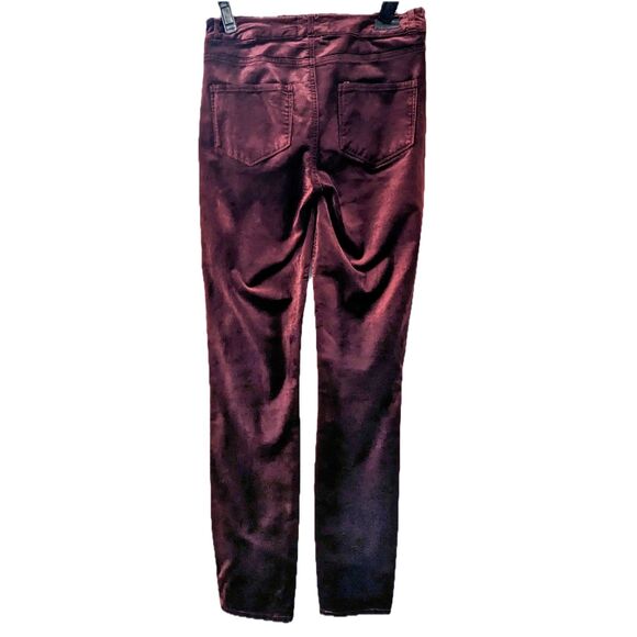 PAIGE "Hoxton Ultra Skinny" Dark Currant Maroon High Rise Velvet Jeans, Size 26 - Picture 8 of 14
